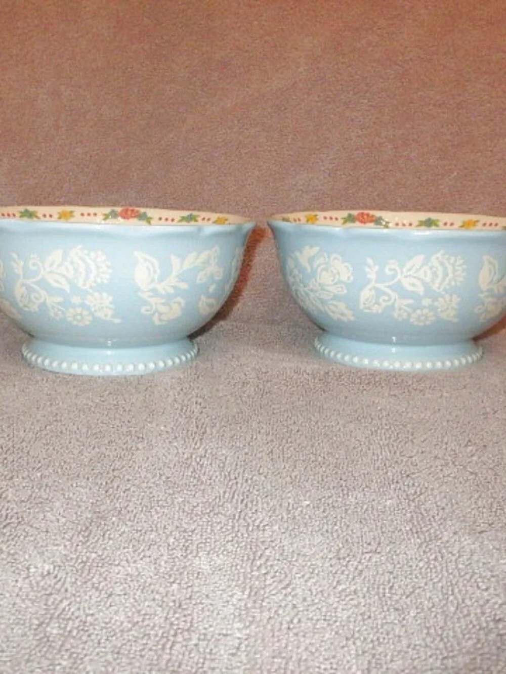 Pioneer Woman Sweet Rose Bowls Set Of 2 Stoneware Blue Birds Floral Countrycore